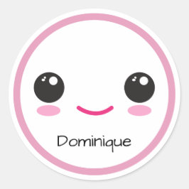 Cute Happy Kawaii Face - Pegatina de nombre de Per