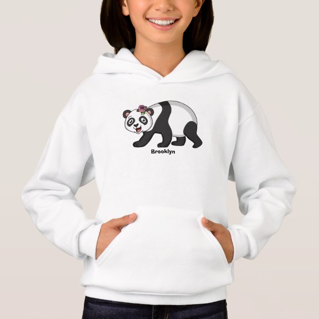 Cute happy panda bear with flower cartoon  (Anverso)