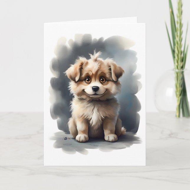 Cute Happy Smipy Puppy Blank Tarjeta de Saludo (Anverso)