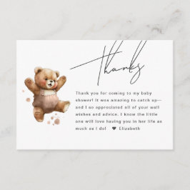 Cute Happy Teddy Bear Baby Shower Gracias Tarjeta