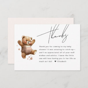 Cute Happy Teddy Bear Baby Shower Gracias Tarjeta