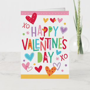 Cute Happy Valentine Day Hearts Greeting Card