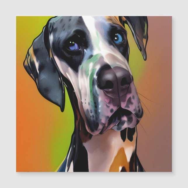 Cute Harlequin Great Dane Magnet (Anverso)