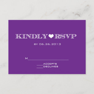 Cute Heart Purple Wedple Cards RSVP