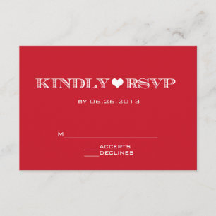 Cute Heart Red Wedding Tarjetas RSVP