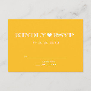 Cute Heart Yellow Wedding Tarjetas RSVP