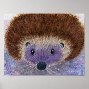 Cute Hedgehog acuarela arte poster cumpleaños etc