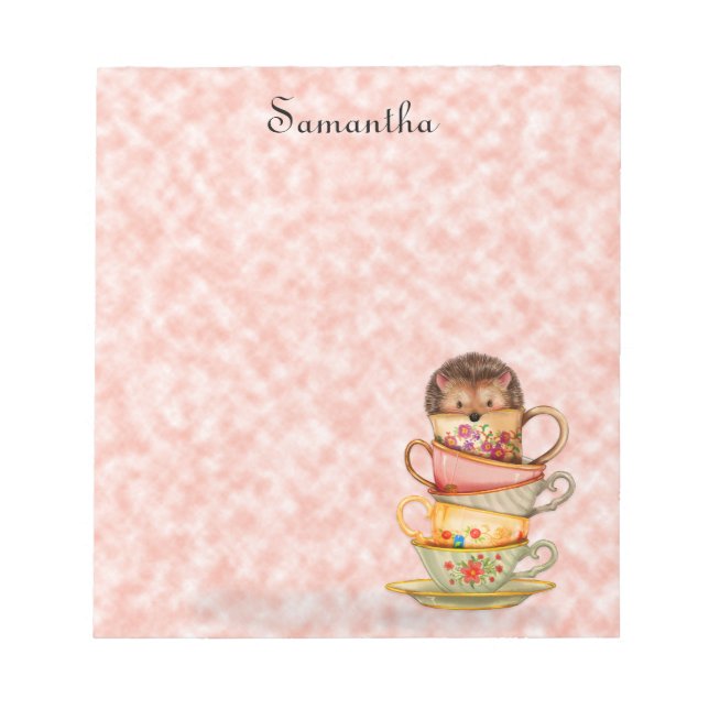 Cute Hedgehog Coloridas Tazas Bloc de Notas (Frente)