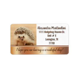 Cute Hedgehog Maravilloso Día Etiquetas de la dire