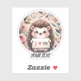 Cute Hedgehog Te Amo, Pegatina Clásico Redondo