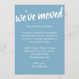 Cute hemos movido la Invitación de movimiento del 