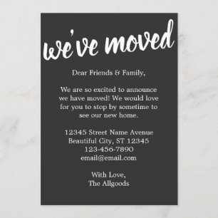 Cute hemos movido la Invitación de movimiento negr
