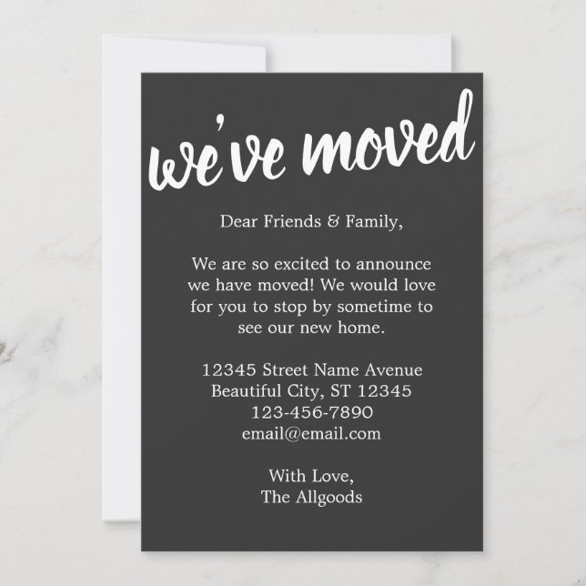 Cute hemos movido la Invitación de movimiento negr (Anverso)
