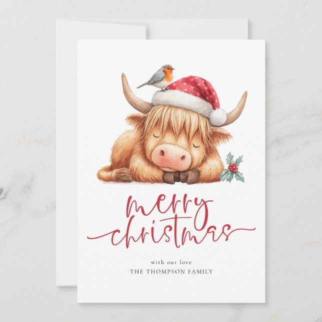 Cute Highland Cow 2026 Calendario Feliz Navidad (Anverso)