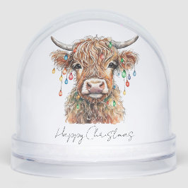 Cute Highland Cow with Christmas Lights 