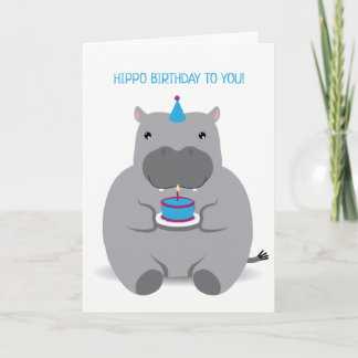 Cute Hippo Feliz Cumpleaños Tarjeta de Saludo