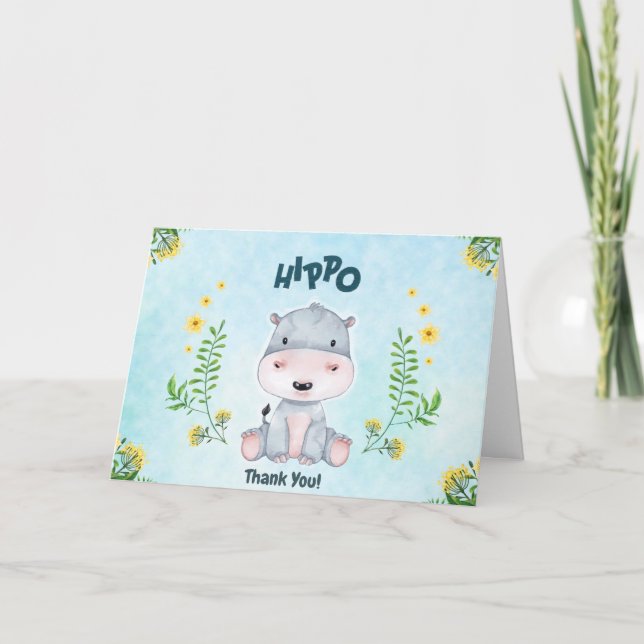 Cute Hippo Notas de agradecimiento (Anverso)