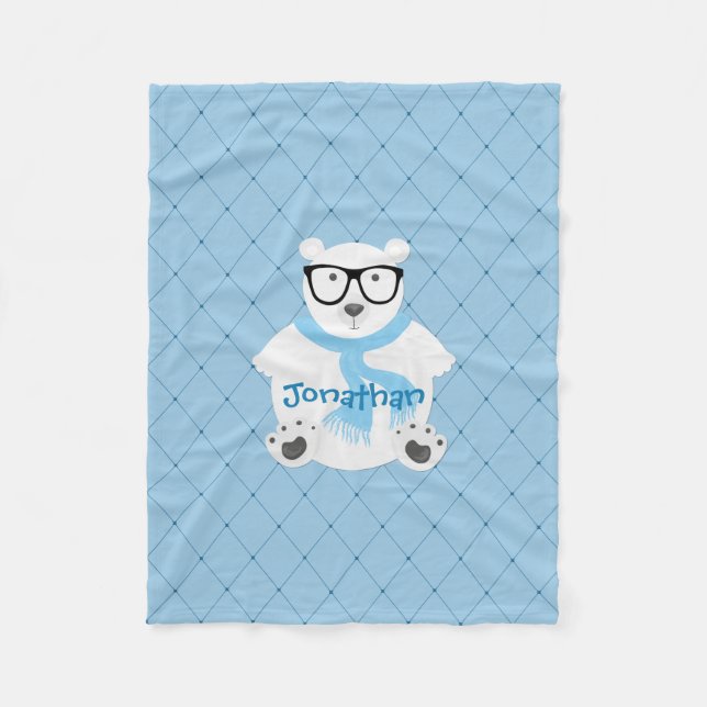 Cute Hipster Polar Oso Azul Personalizado (Anverso)