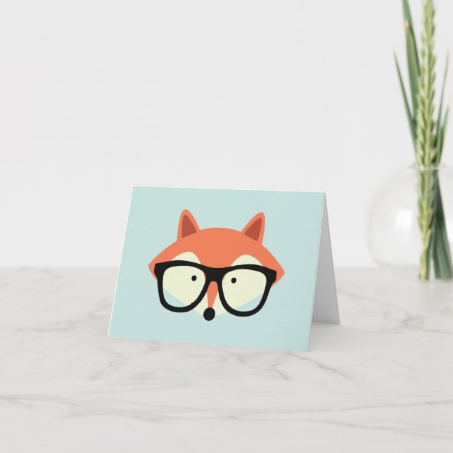 Cute Hipster Red Fox Folding Notas de agradecimien (Anverso)