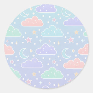 Cute hoja de pegatinas de nubes y estrellas pastel