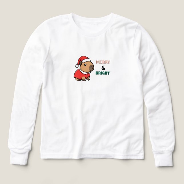 Cute Holiday Shirt with Santa Illustration (Diseño frontal)
