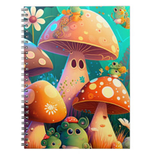 Cute hongos en el bosque Libreta espiral