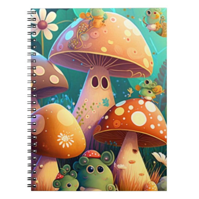 Cute hongos en el bosque Libreta espiral (Frente)