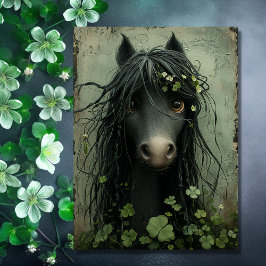 Cute Horse and Shamrocks Tarjeta del Día de Patric
