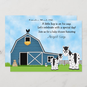 Cute Horses y Barn Boys Invitación Baby Shower