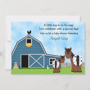 Cute Horses y Barn Boys Invitación Baby Shower