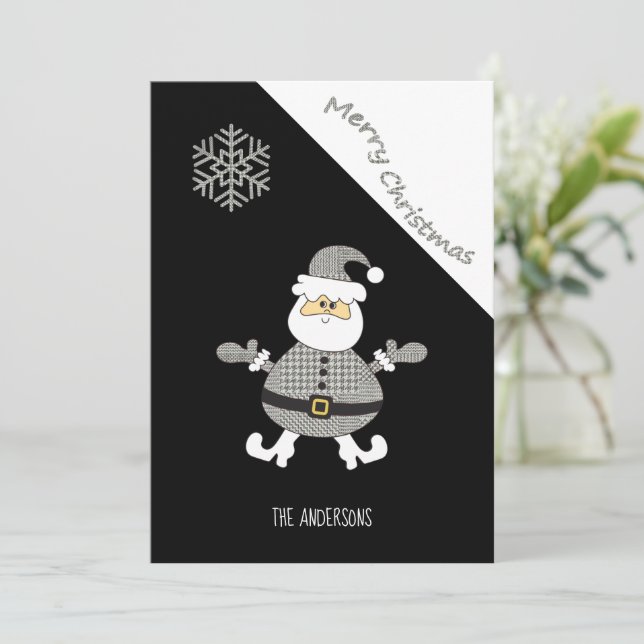 Cute Houndstoth Santa Snowflake (Anverso de pie)