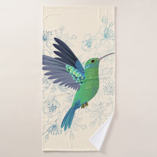 Cute Hummingbird Floral (Toalla de baño)