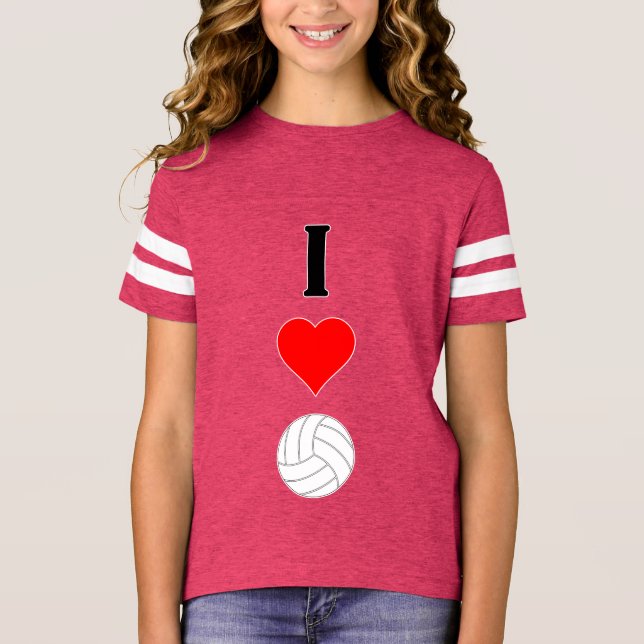 Cute I Love Volleyball Football style Chica Jersey (Anverso)