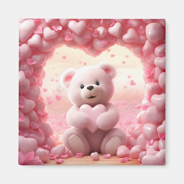 Cute imán de osito de peluche para San Valentín (Frente)