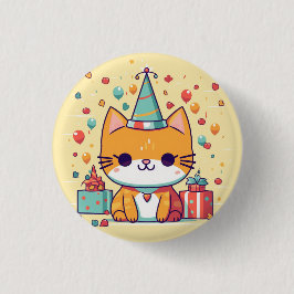 Cute insignia de gato de fiesta, pin, botón