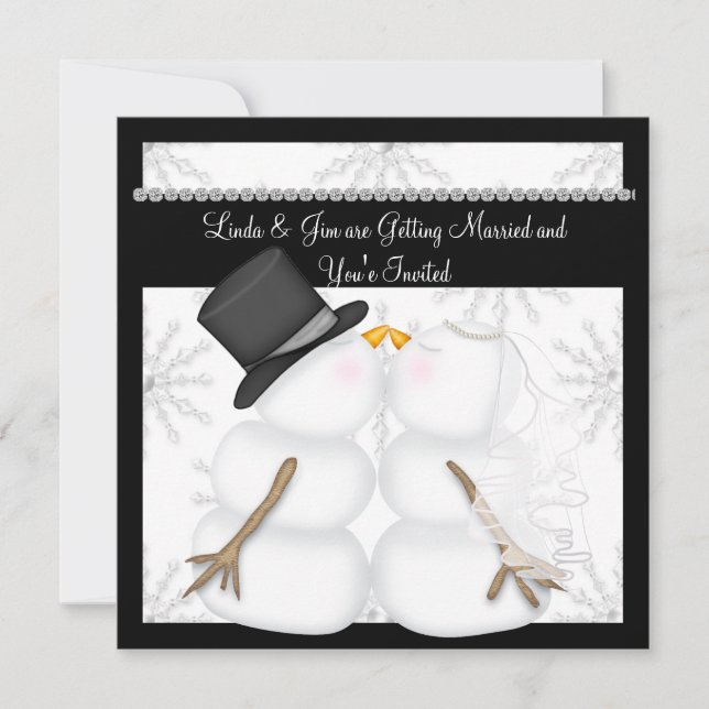 CUTE Invitaciones a la boda de Snowman con copos d (Anverso)