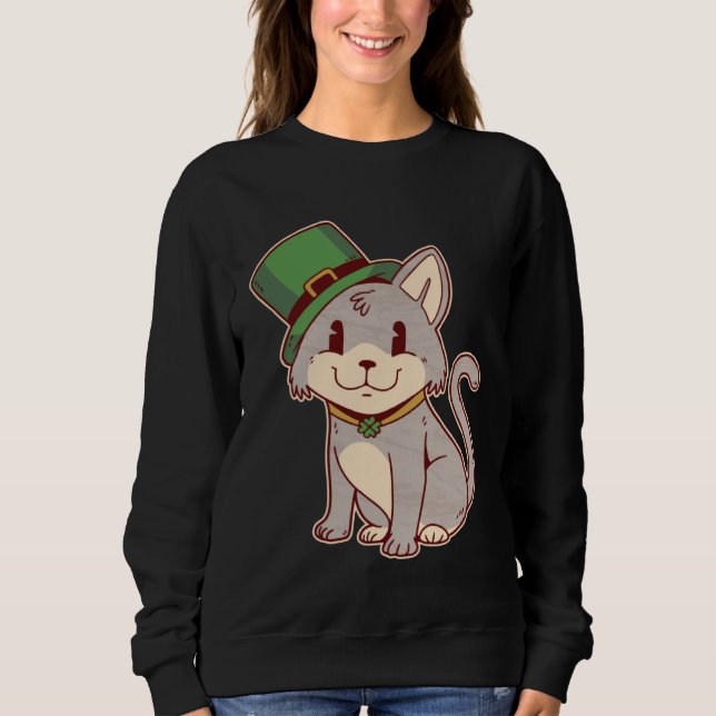 Cute Irish Cat with Top Hat  St Patricks Day Graph (Anverso)