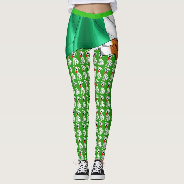 Cute Irlandés Shamrock Dog Pop Fashion Leggings (Anverso)