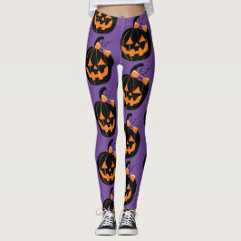 Cute Jack O' Lantern Purple All-Over Print Legging