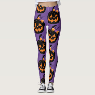 Cute Jack O' Lantern Purple All-Over Print Legging