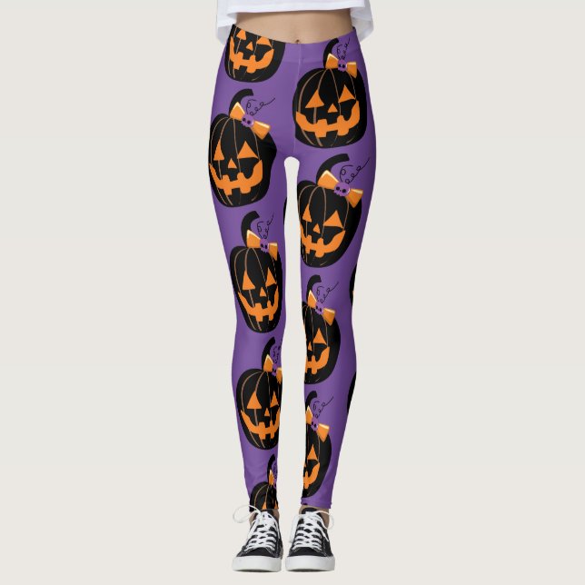 Cute Jack O' Lantern Purple All-Over Print Legging (Anverso)