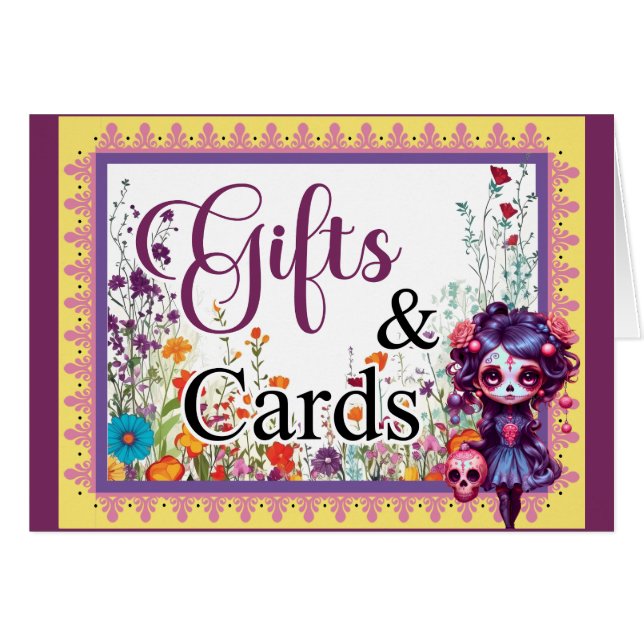 Cute Jardín Gótico Sugar Skull Regalos en Tarjetas (Anverso (Horizontal))