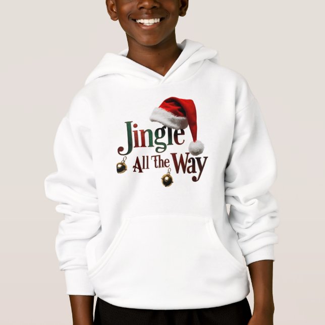 Cute "Jingle all Way" niños Pullover Hoodie (Anverso)