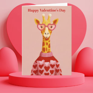 Cute Jirafa Corazones Jersey Tarjeta del Día de Sa