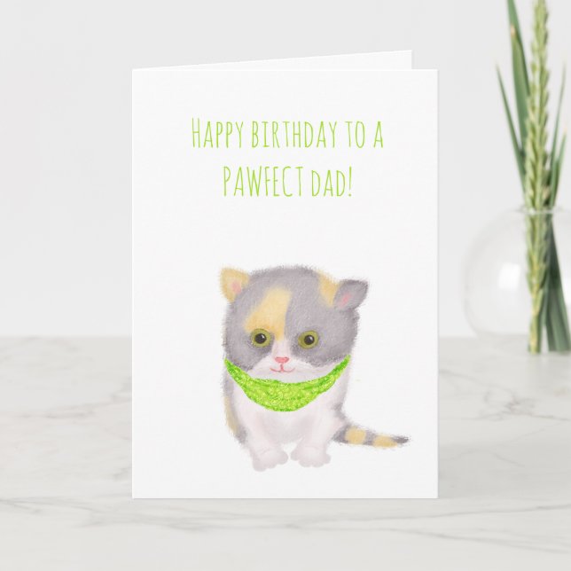 Cute Katie kitten cumpleaños tarjeta del gato (Anverso)