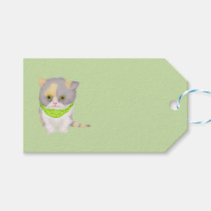 Cute Katie kitten etiqueta de regalo verde