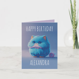 Cute kawaii angora gato plegado tarjeta de cumplea