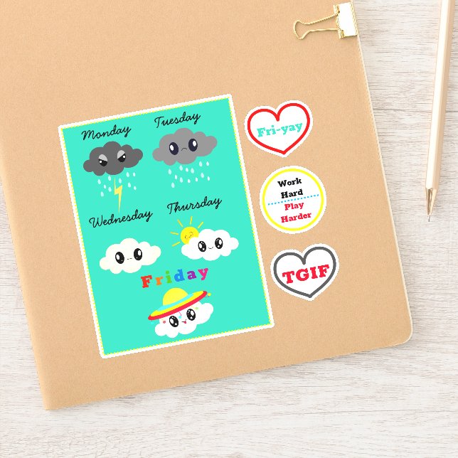 Cute Kawaii celebra el Pegatina de los fines de se (Cuaderno)