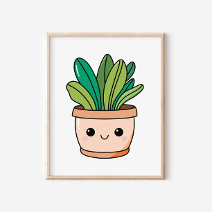 Cute Kawaii Dibujó Arte De Planta Potente