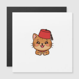 Cute Kawaii Gorro Fez Marroquí Gato Sticker